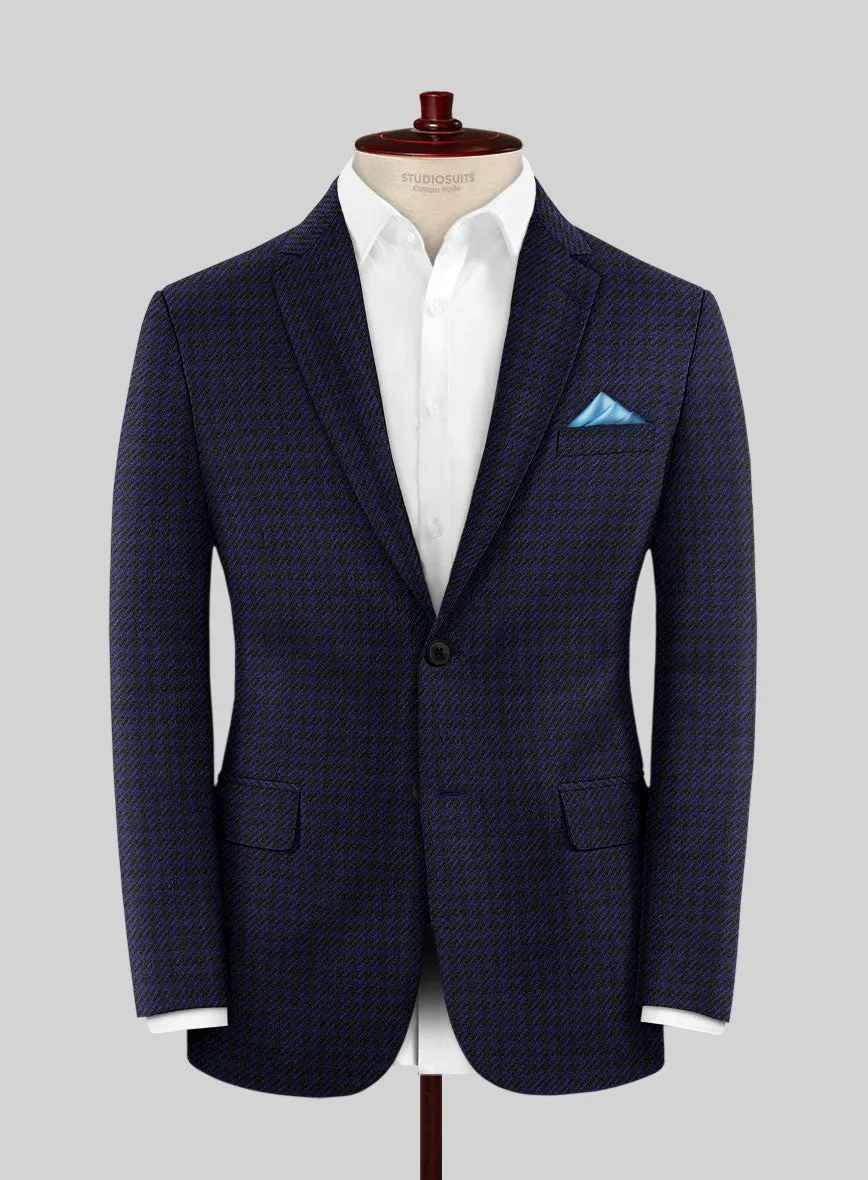 Italian Timas Navy Blue Houndstooth Flannel Jacket