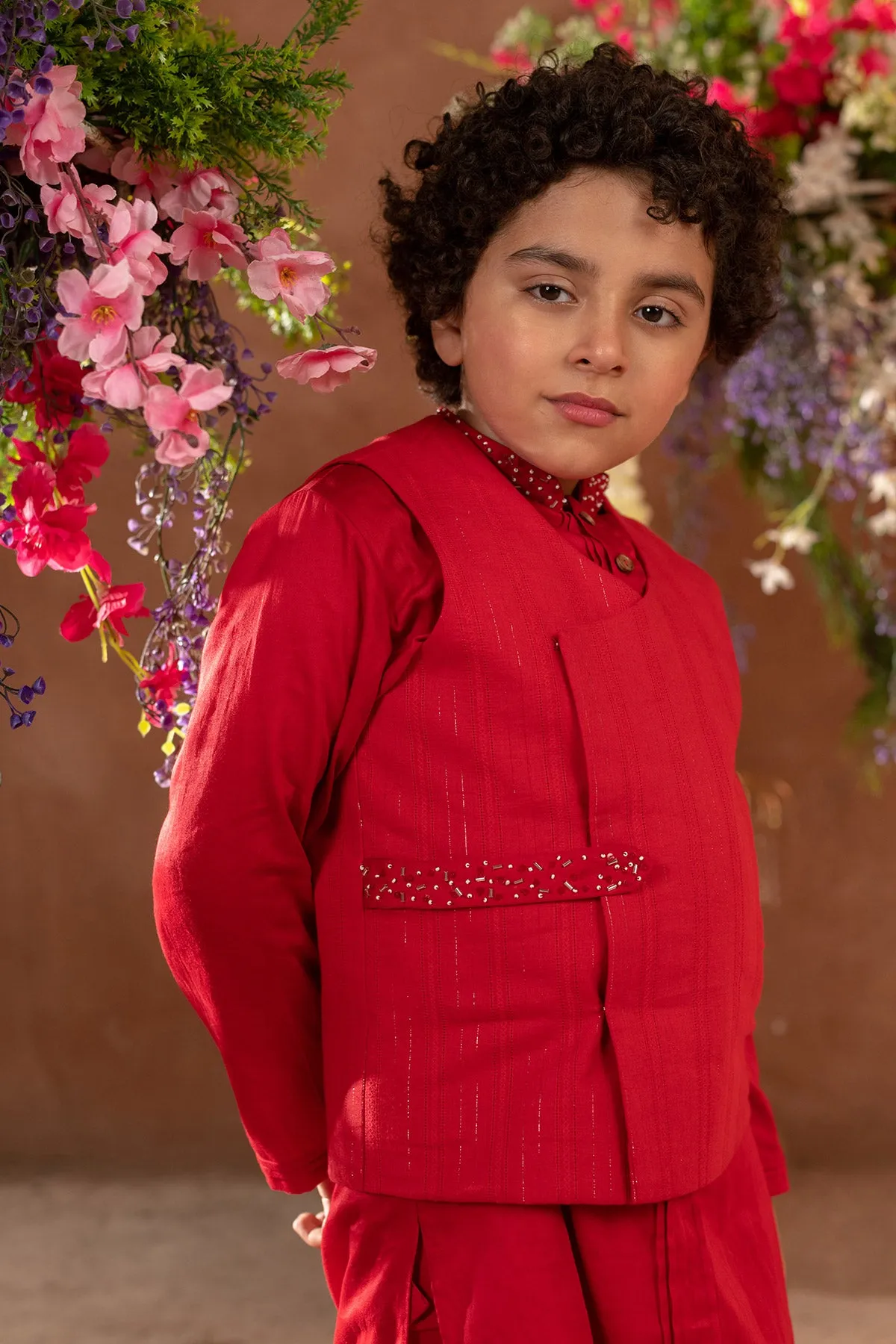 Kian -

 Embroidered Nehru Jacket and Vegan Silk Kurta Trouser Set