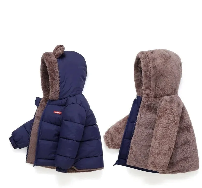 Kids Puffer Hooded Reversible Jacket