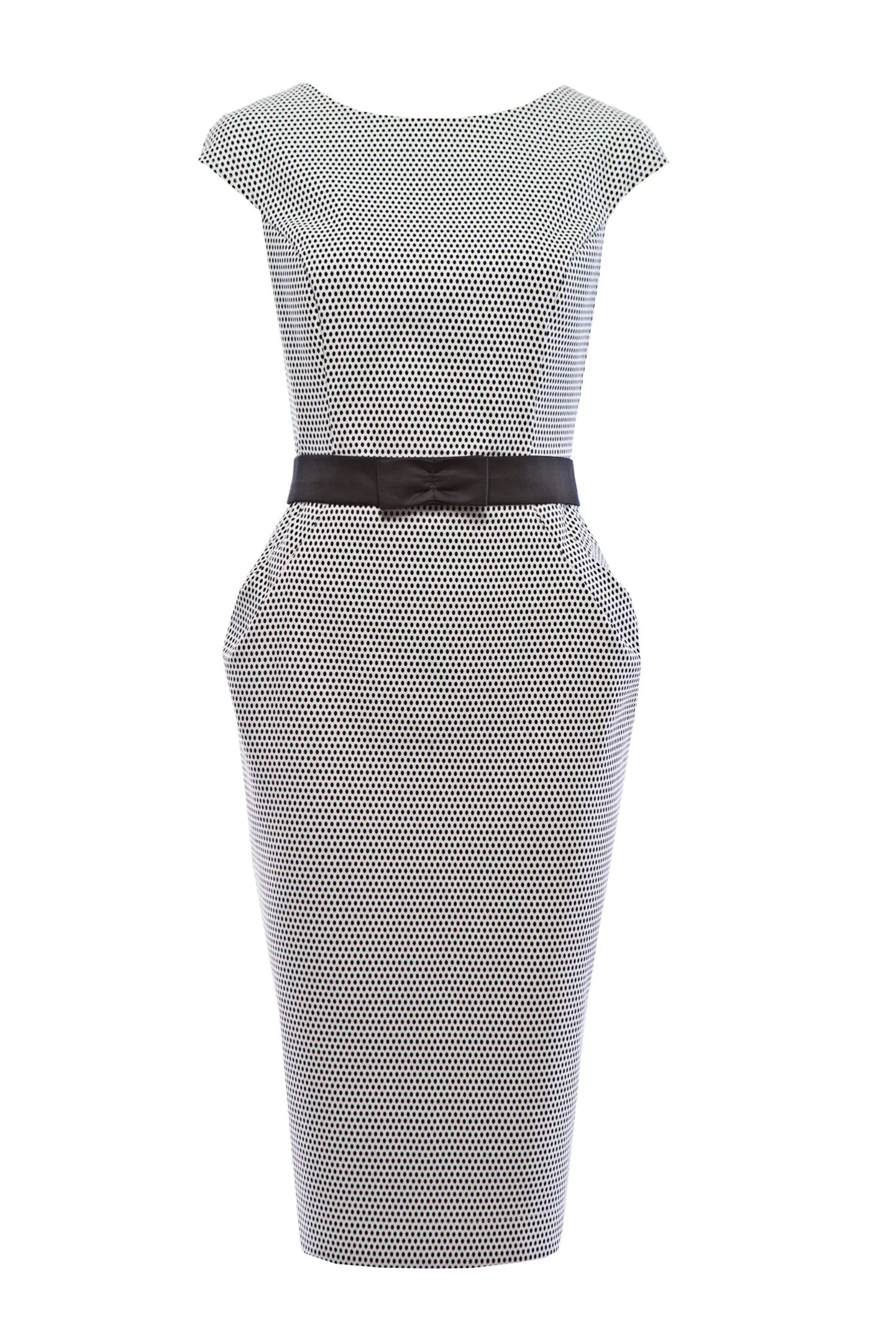 LASTHENIA WHITE DOTTED PENCIL DRESS