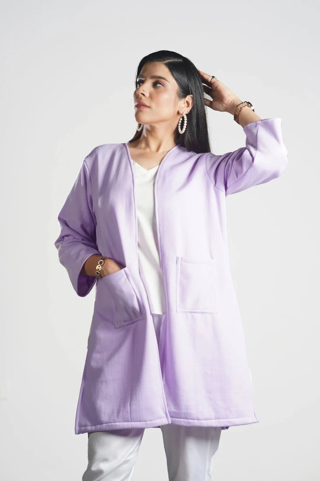 Lavender Longline Shrug - Solid