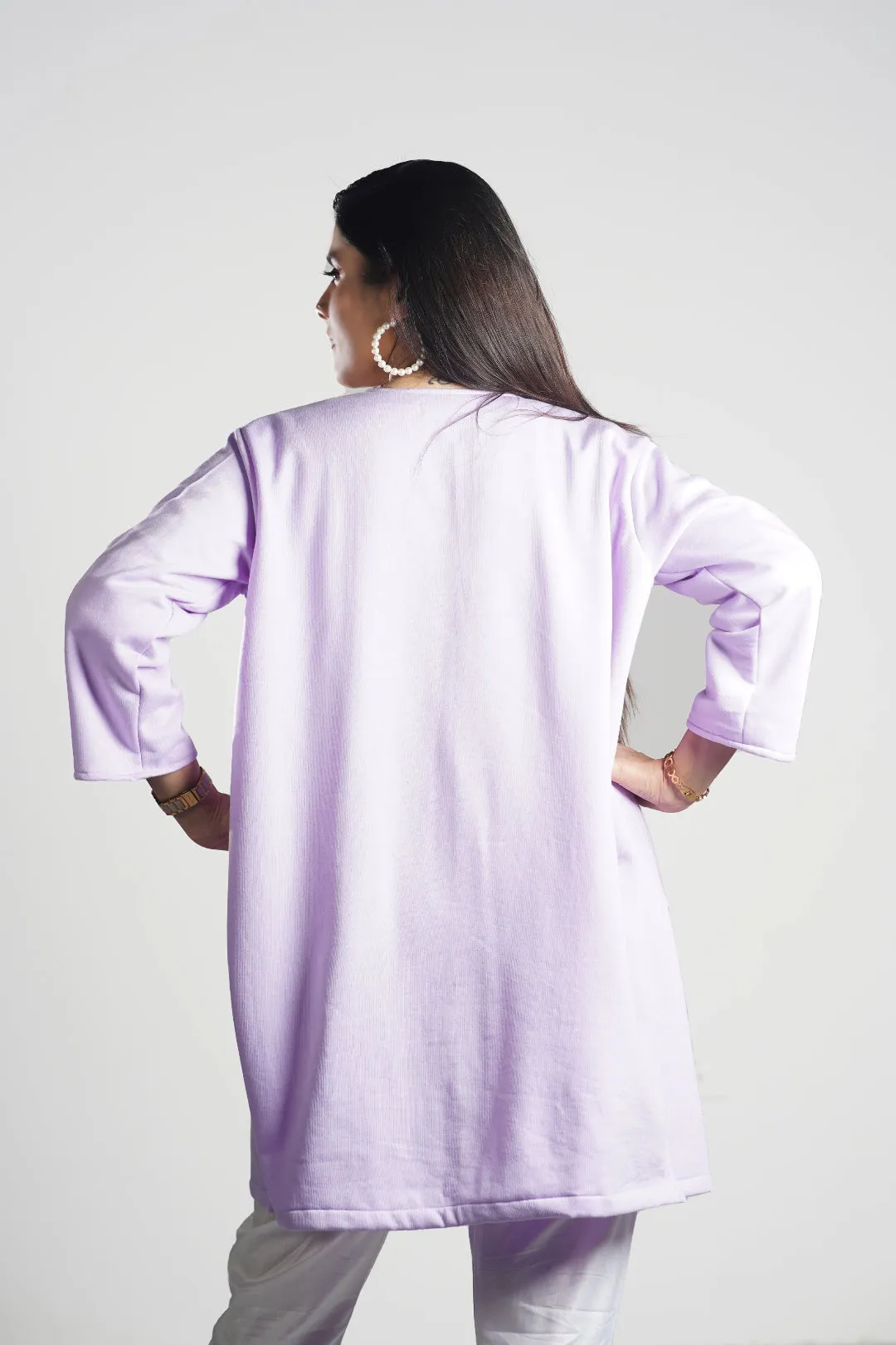 Lavender Longline Shrug - Solid