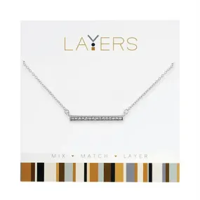 Layers Silver CZ Bar Layers Necklace