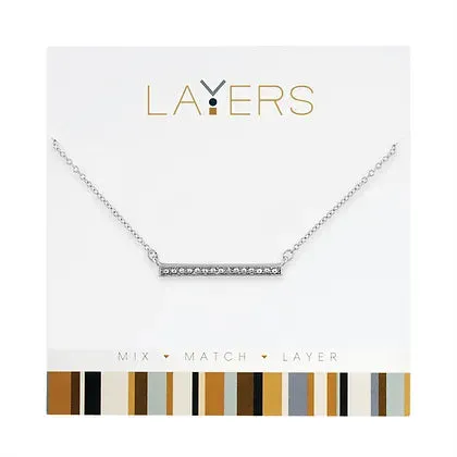 Layers Silver CZ Bar Layers Necklace