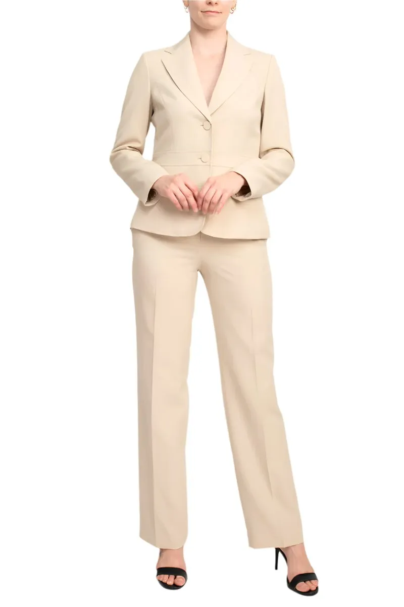 Le Suit crepe two button notch collar jacket with strait pant - pantsuit