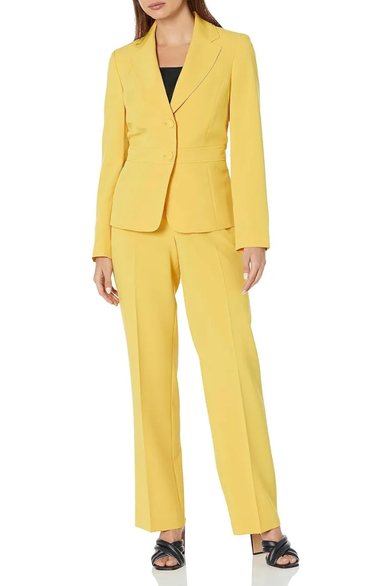 Le Suit crepe two button notch collar jacket with strait pant - pantsuit