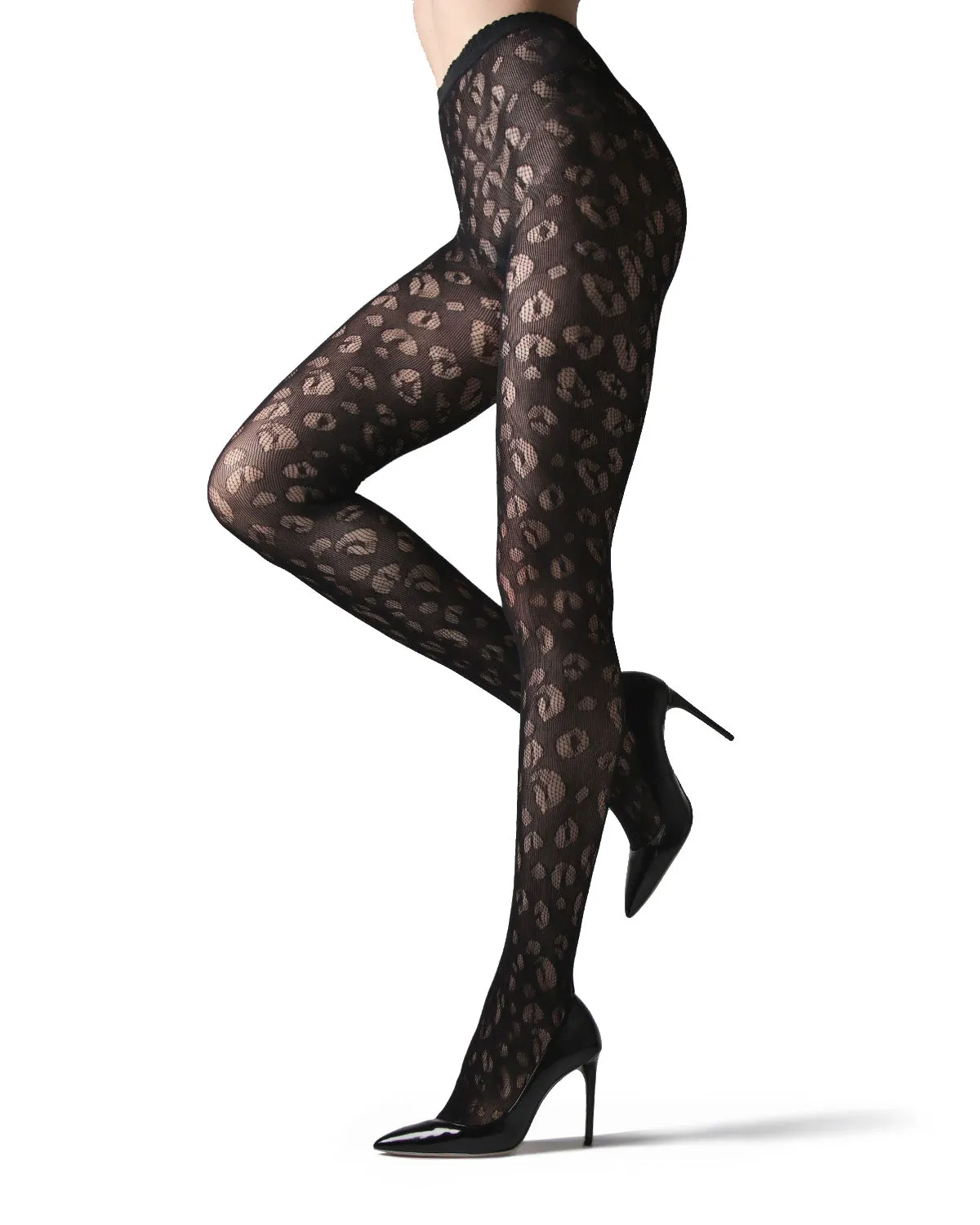 Leopard Print Semi-Opaque Net Tights