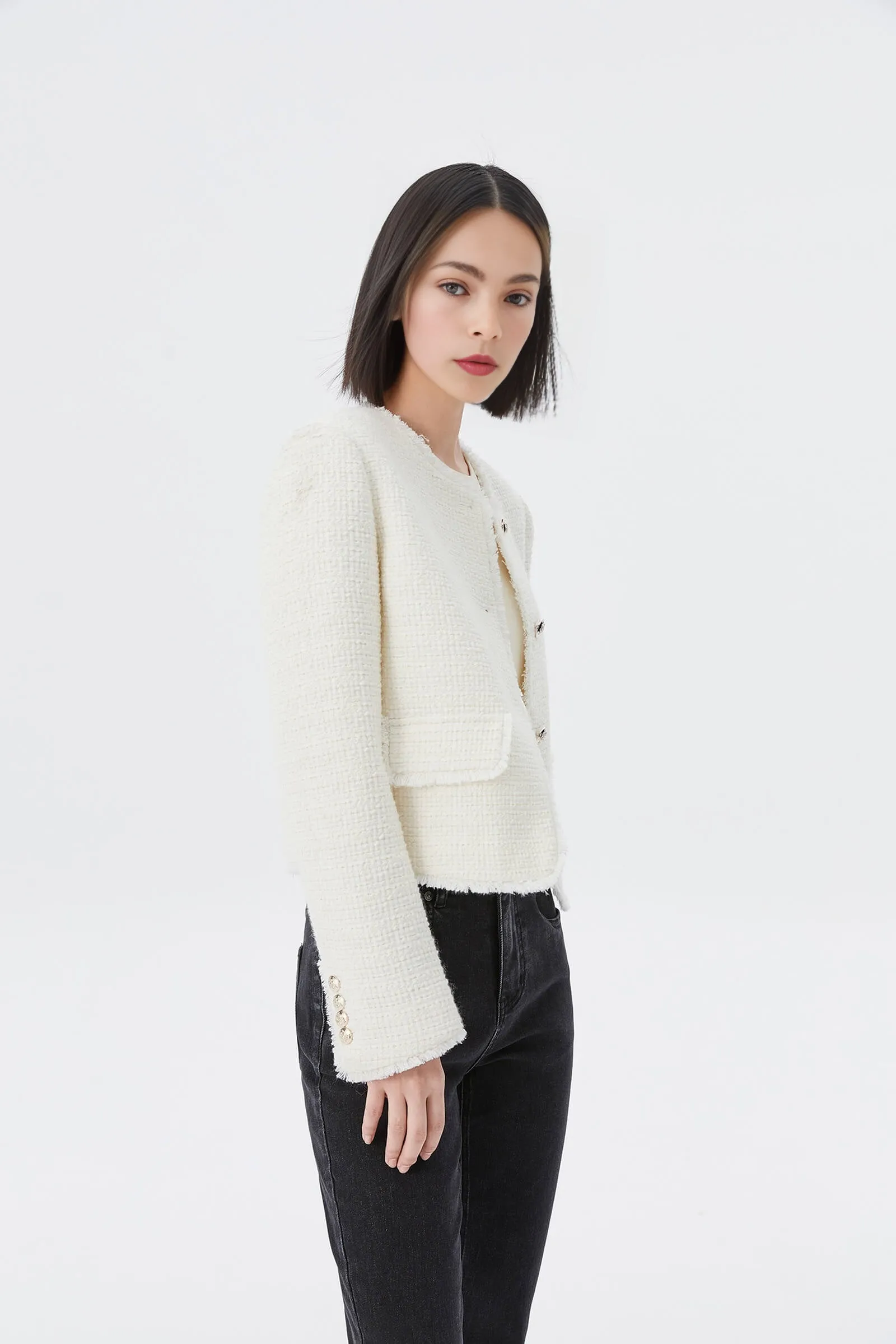 LILY Elegant White French-Style Jacket