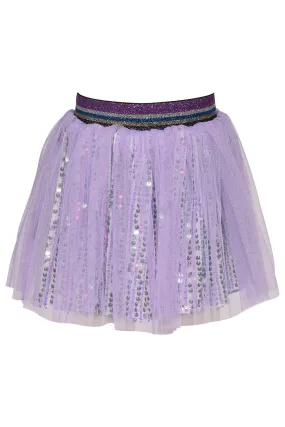 Little Girl’s Sequin Mesh Overlay Metallic Elastic Waistband Tutu Skirt