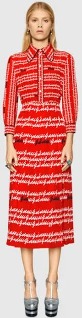 Logo Print Blouse & Skirt Set