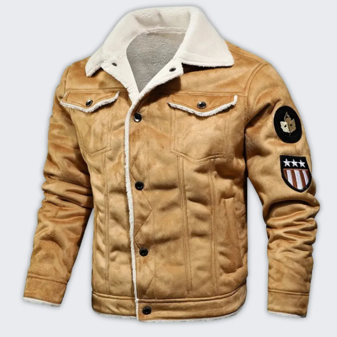 Men's Fleece-Lined Leather Jacket - Stylish Winter Essential