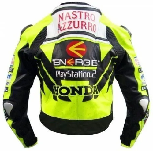 Mens Green Honda Nastro Motorcycle Racing Leather Jacket