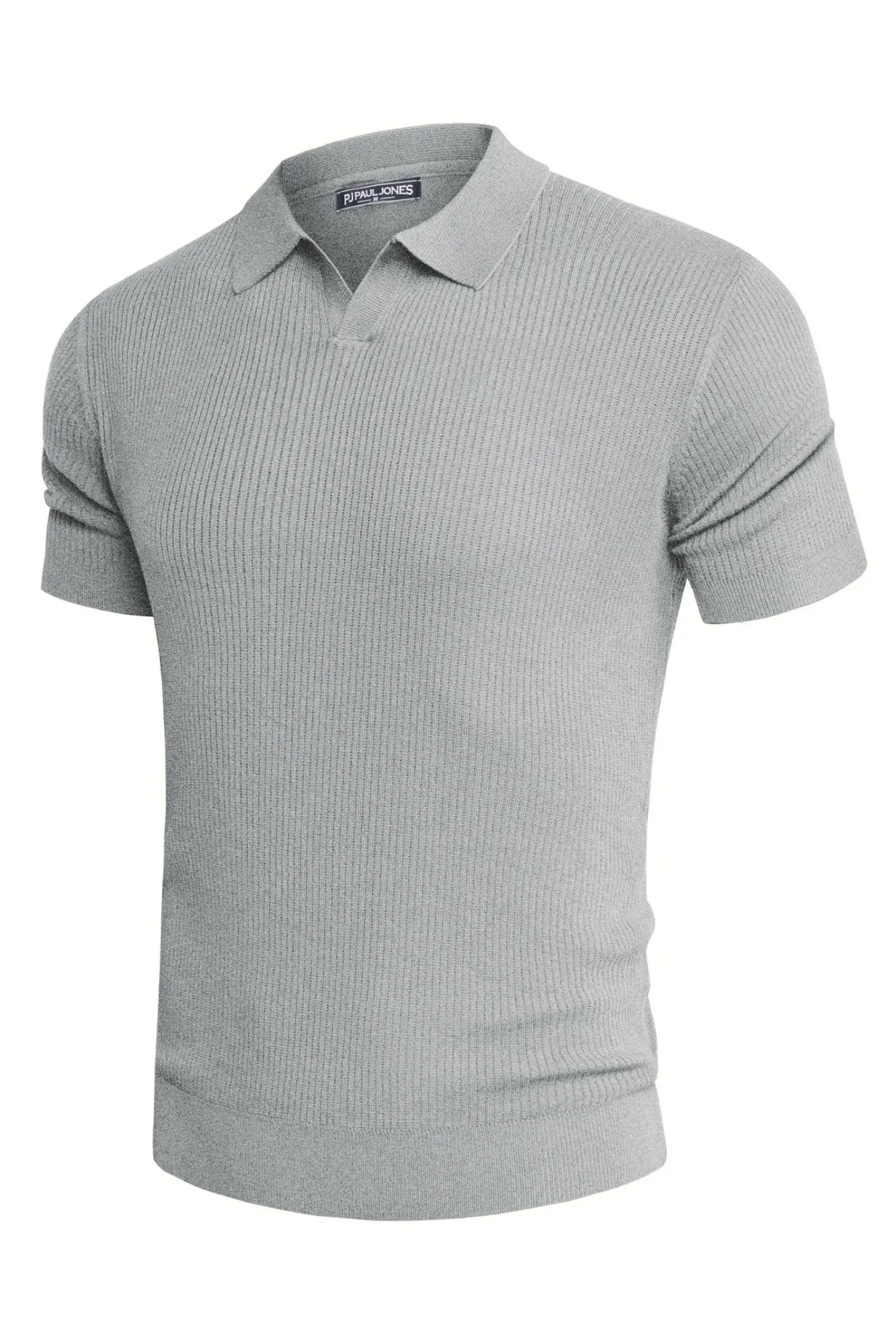 Men's Polo Shirt Ribbed Textured V Neck Knit Polo Shirts