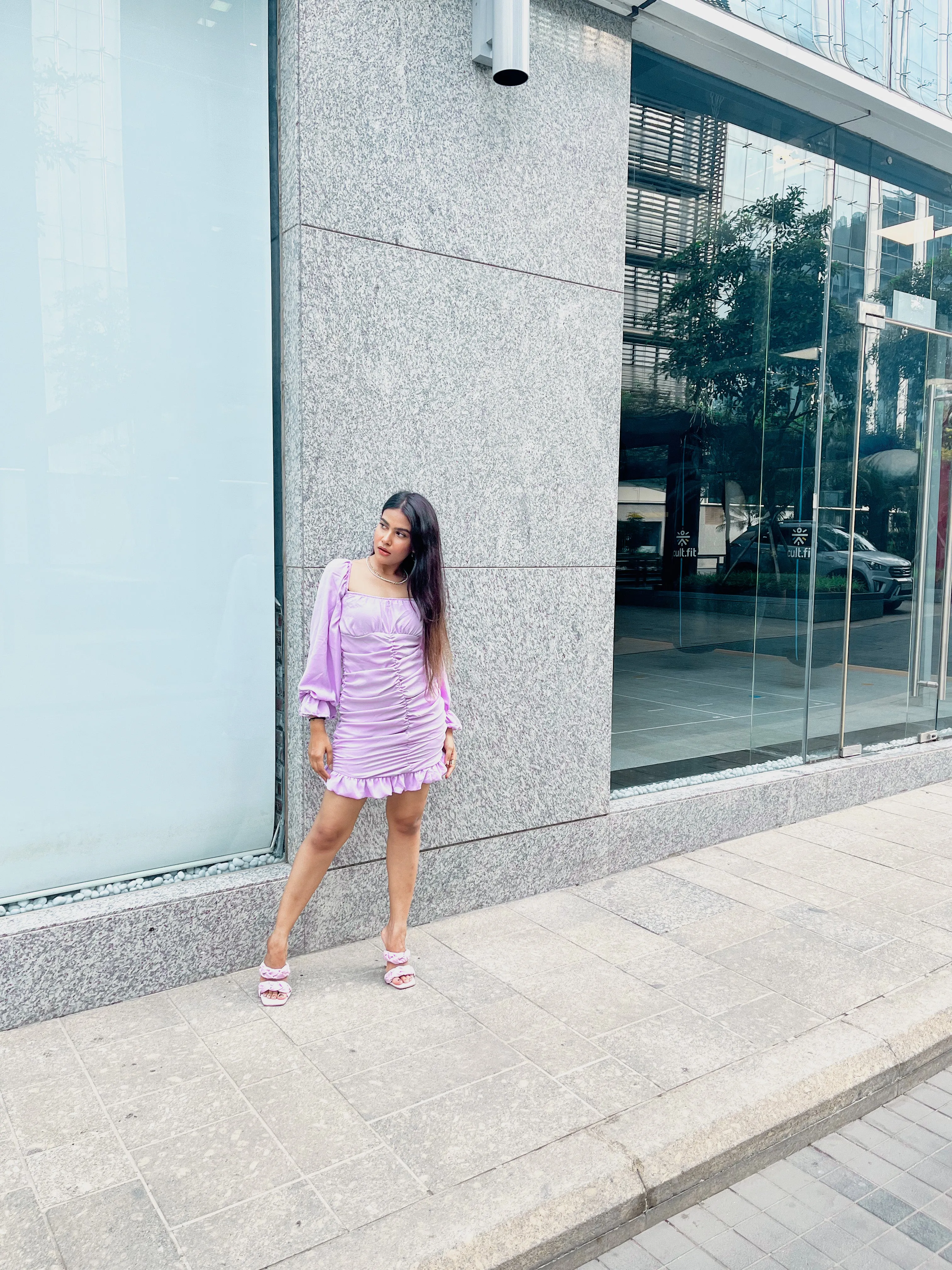 Milano Lilac gathered dress