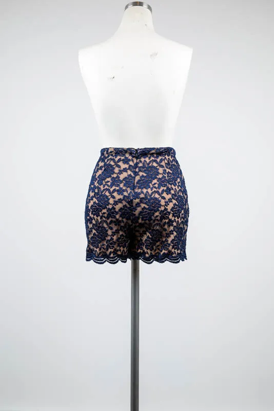 Navy Lace Shorts