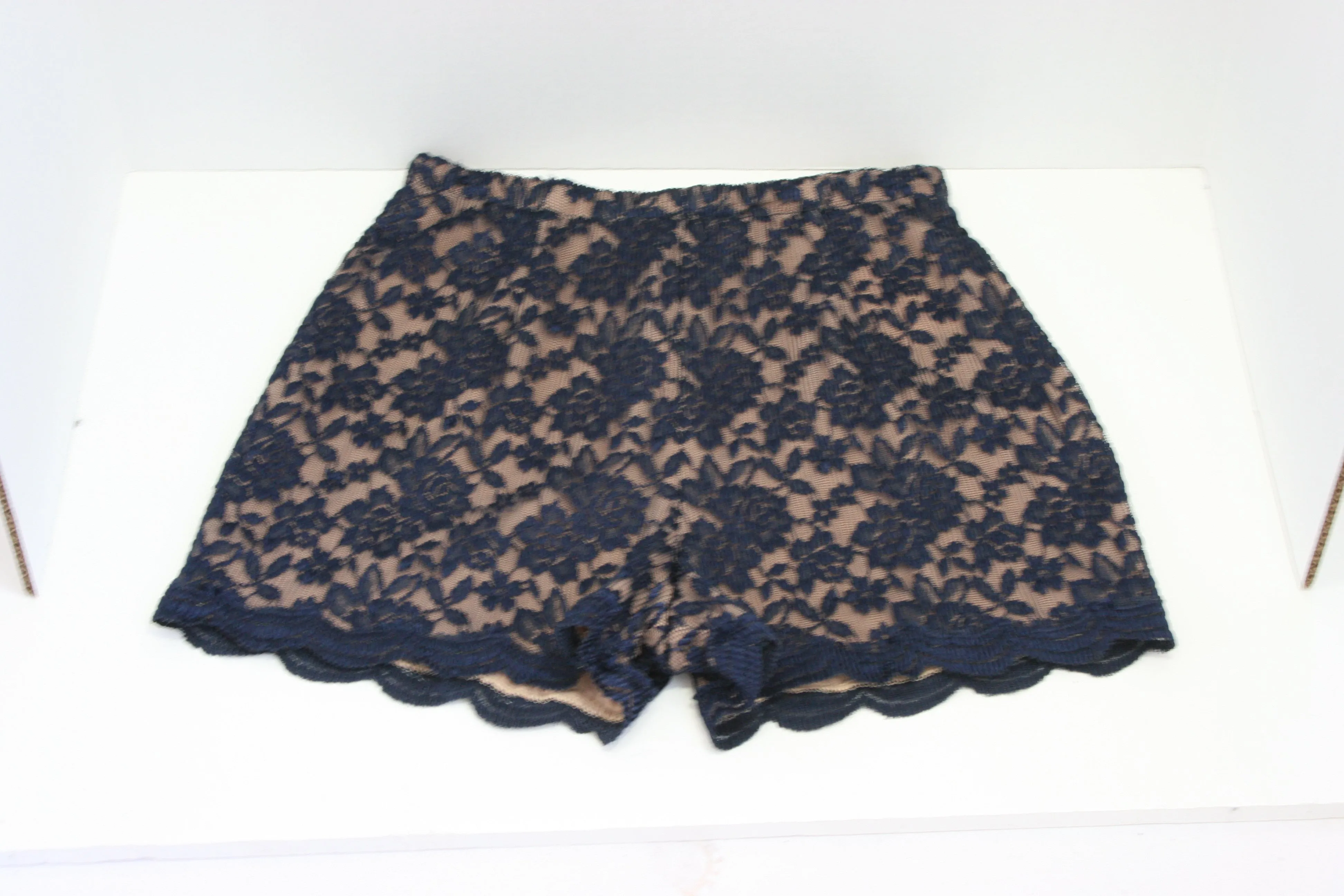 Navy Lace Shorts