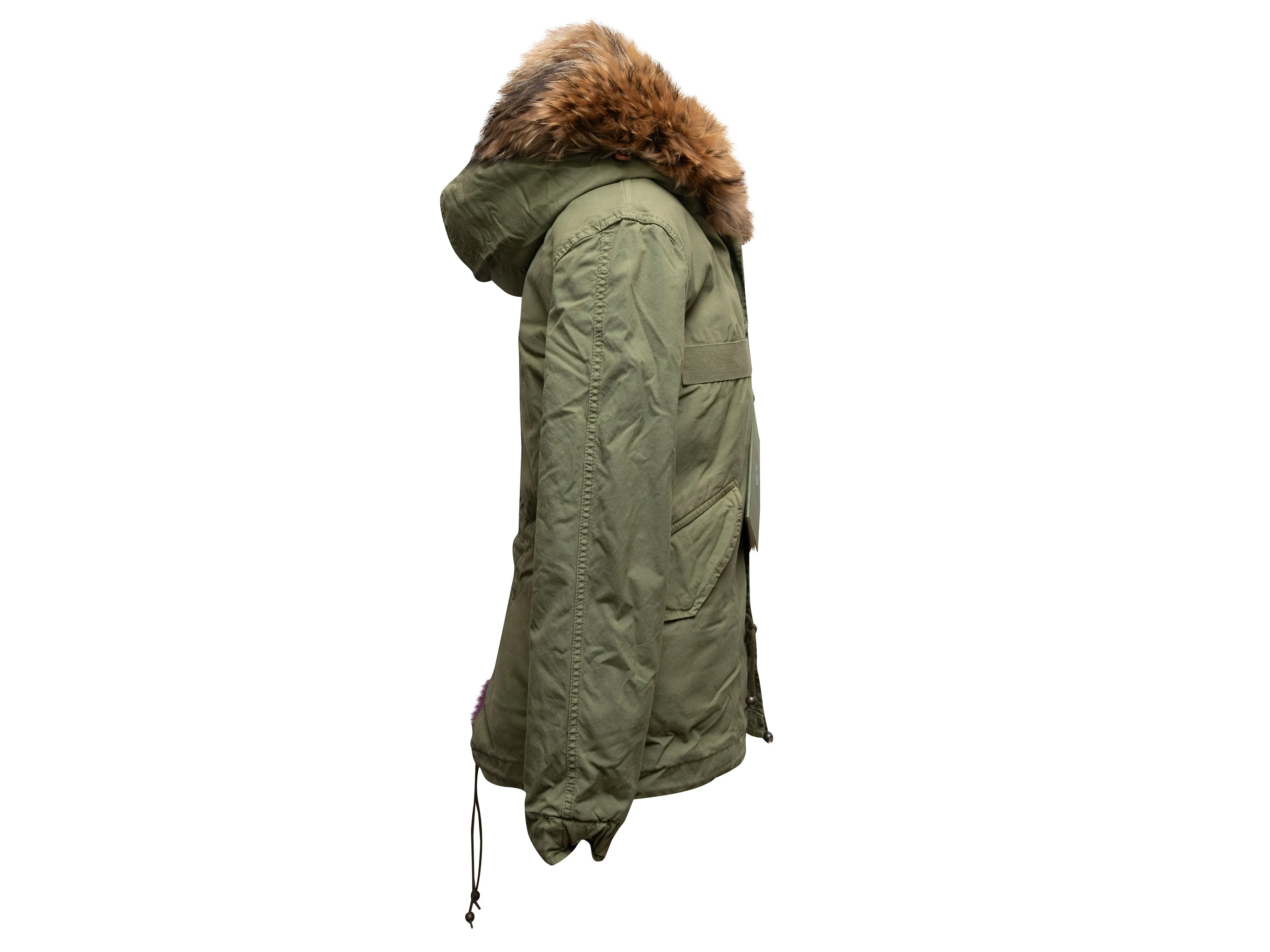 Olive & Brown Mr & Mrs Italy Fur-Trimmed Hooded Parka Size US XXS