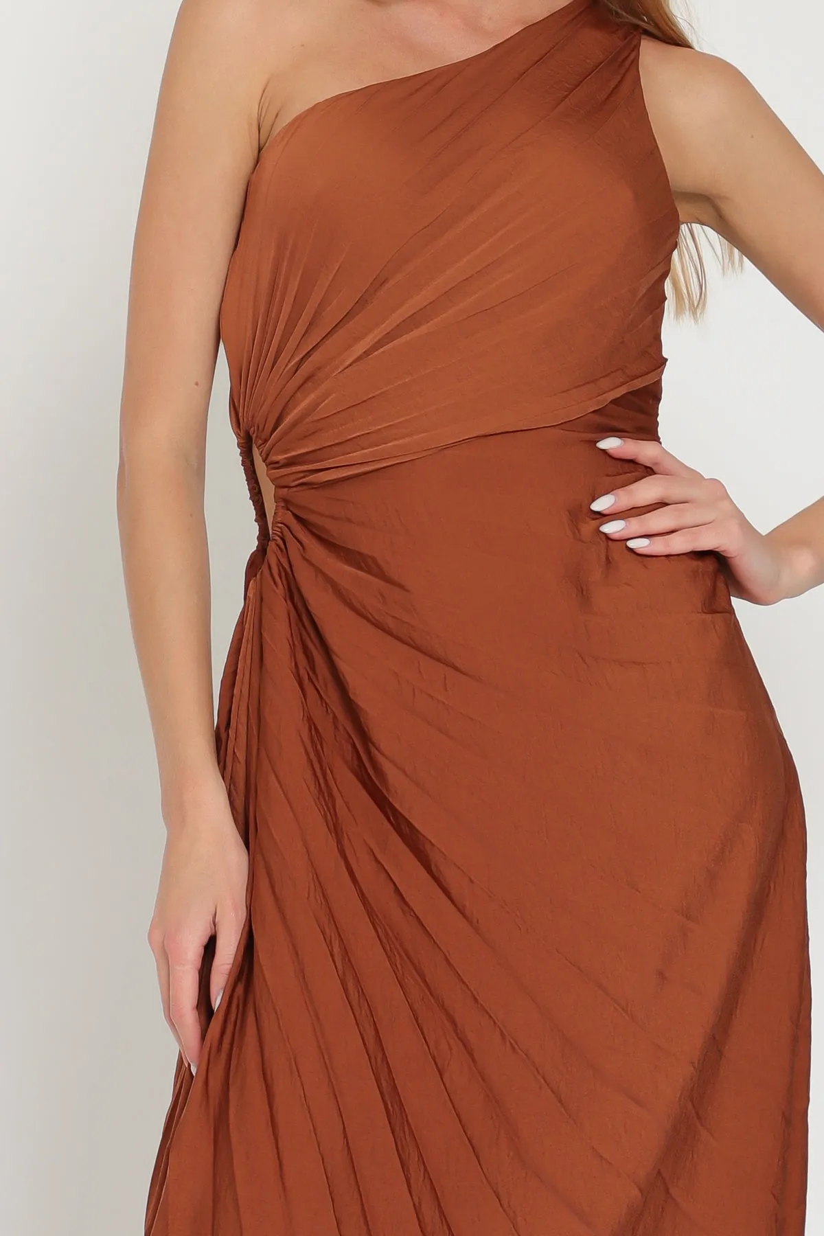 One Shoulder Cut Out Midi Dress