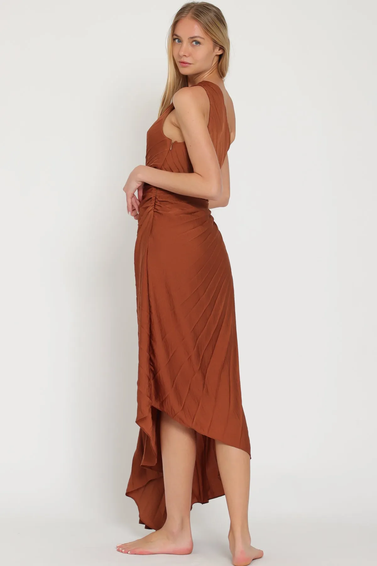 One Shoulder Cut Out Midi Dress