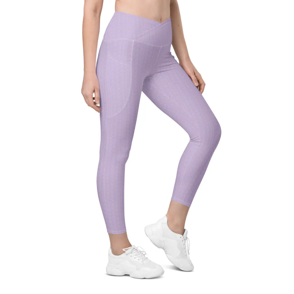 Orchid Fedora High Waisted Crossover Leggings with Pockets