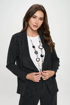 Ottoman Pinstripe Front Drape Jacket-4083TM-LRD1