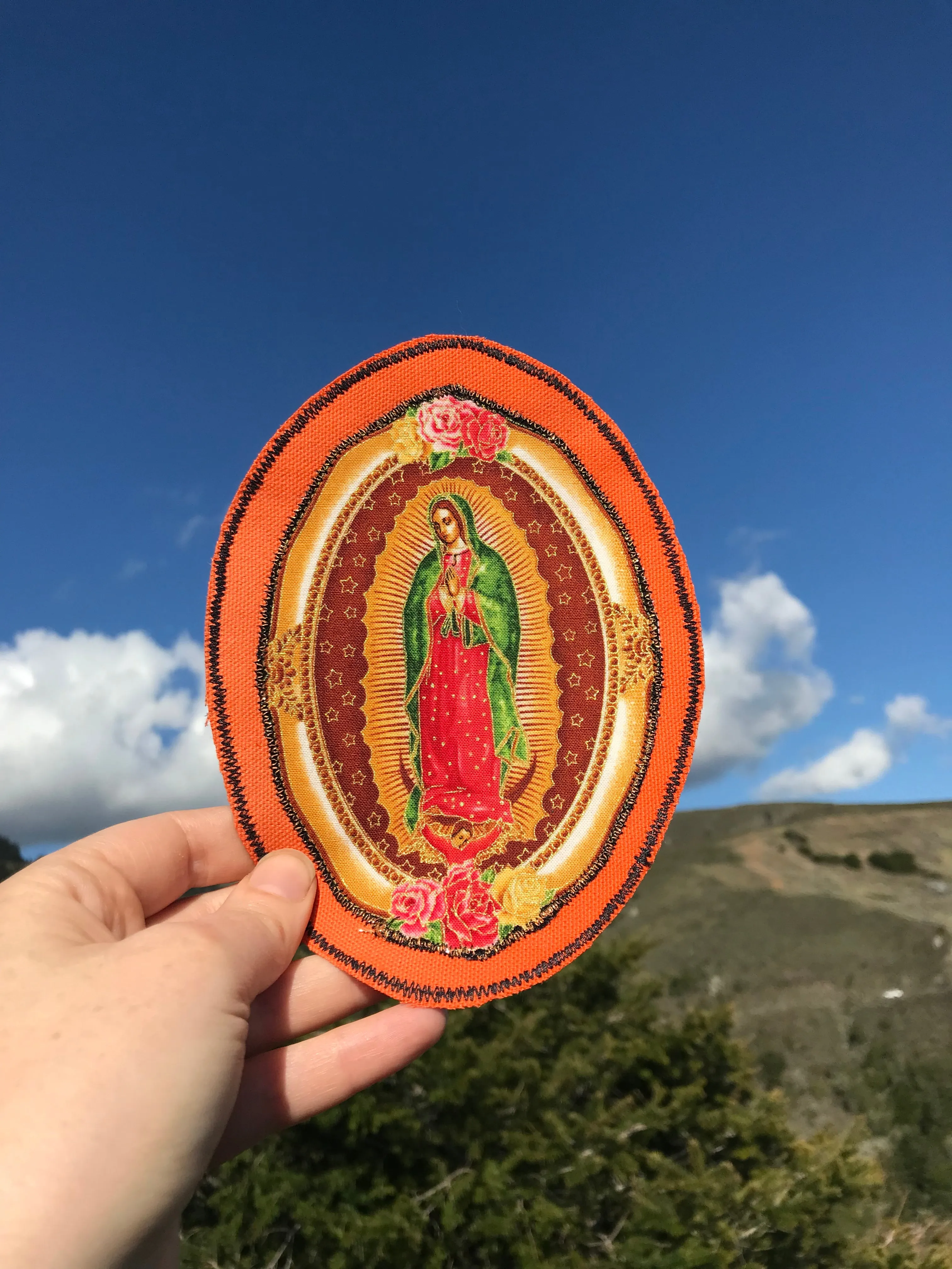 Our Lady of Guadalupe. Handmade Appliqué Canvas Patch