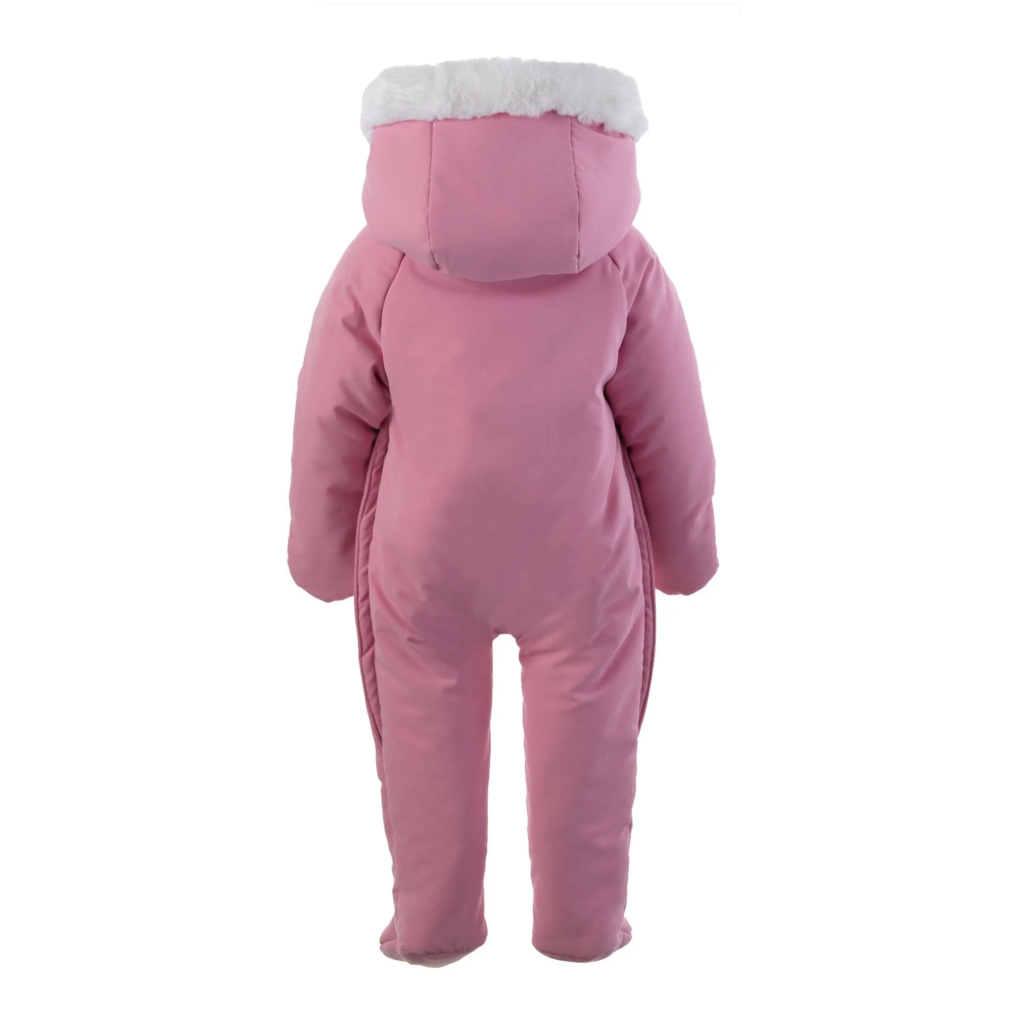 Pink Faux Fur Trim Snowsuit