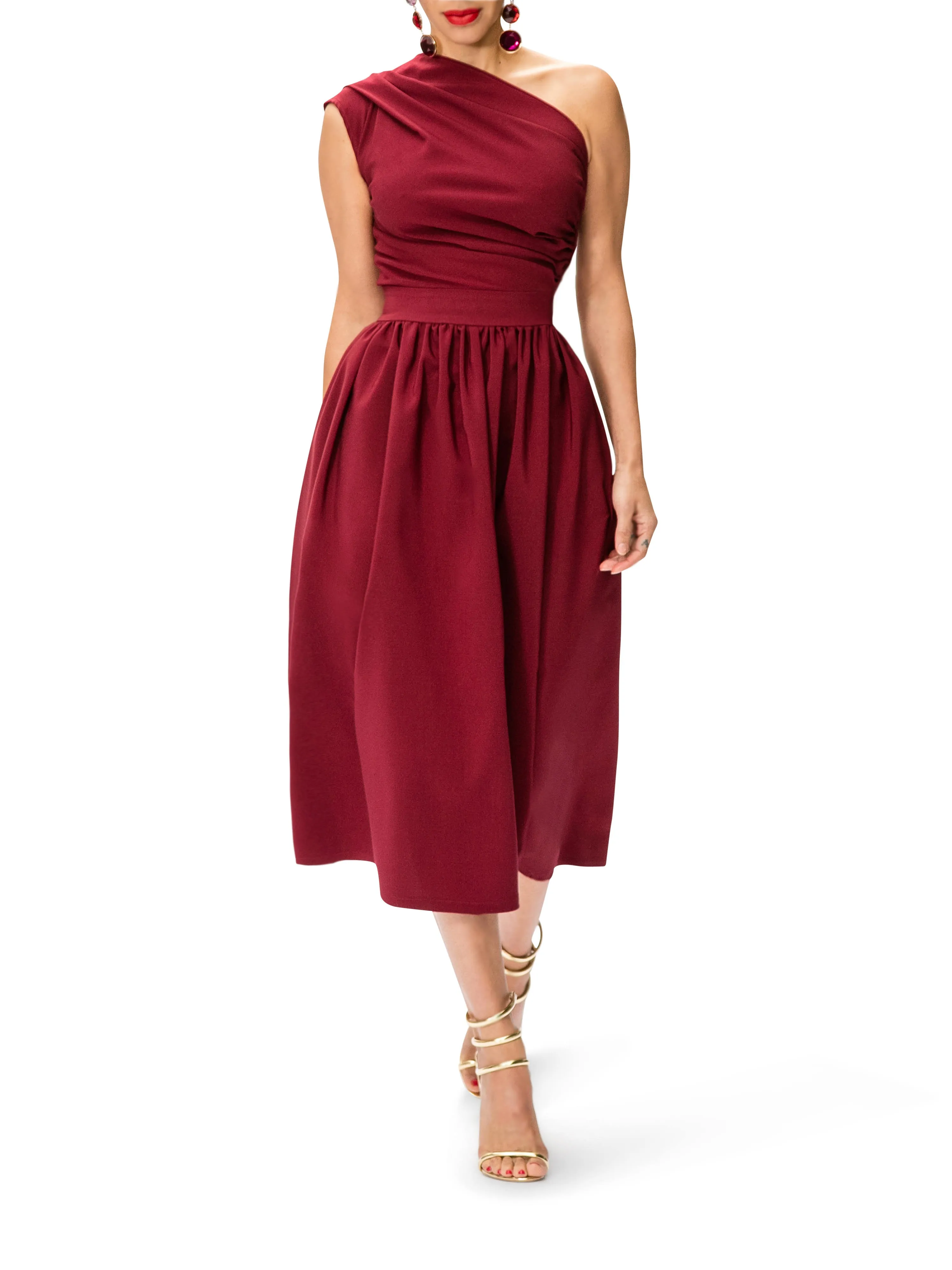 "Marilyn" One Shoulder Midi Dress