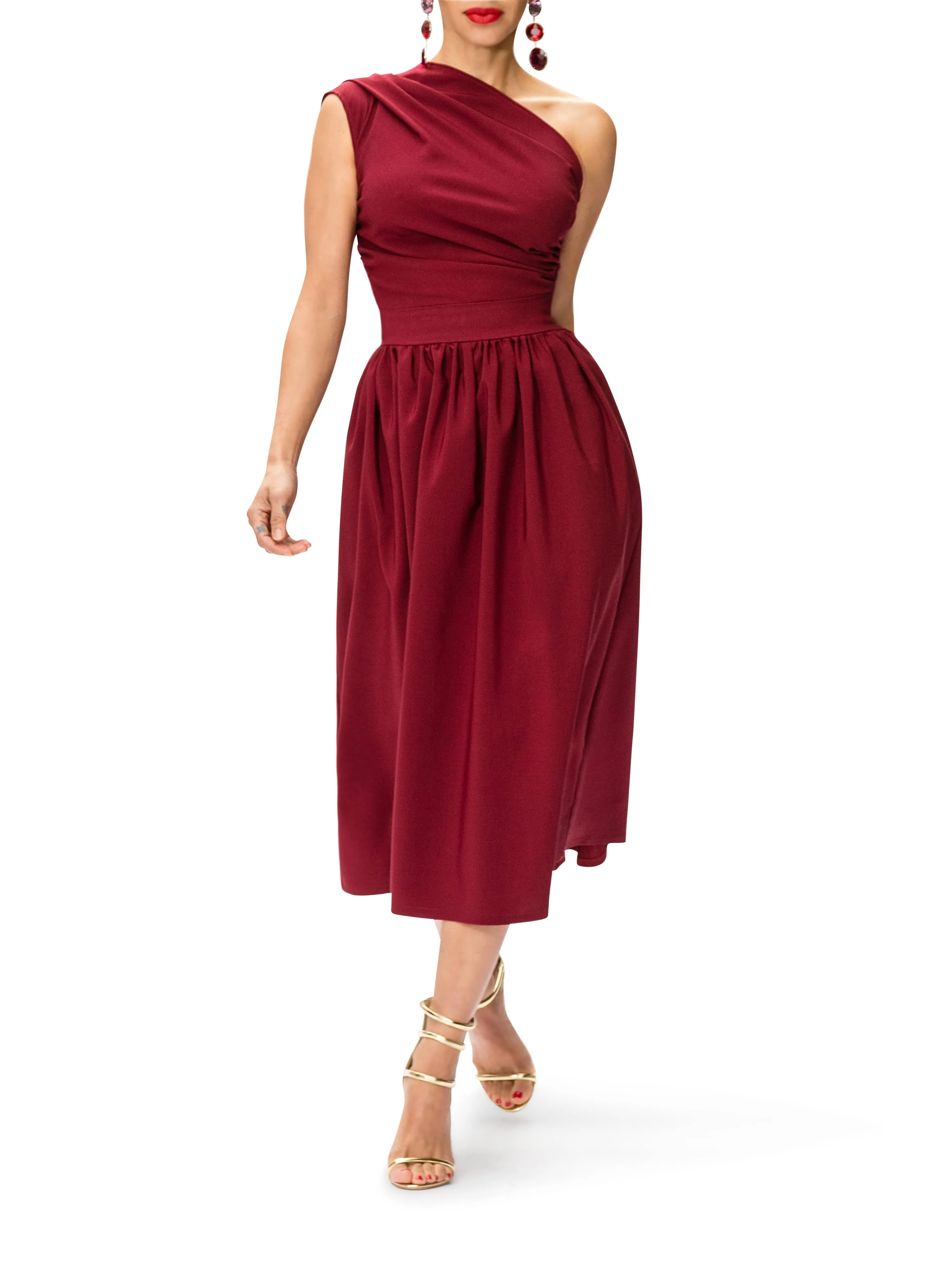 "Marilyn" One Shoulder Midi Dress