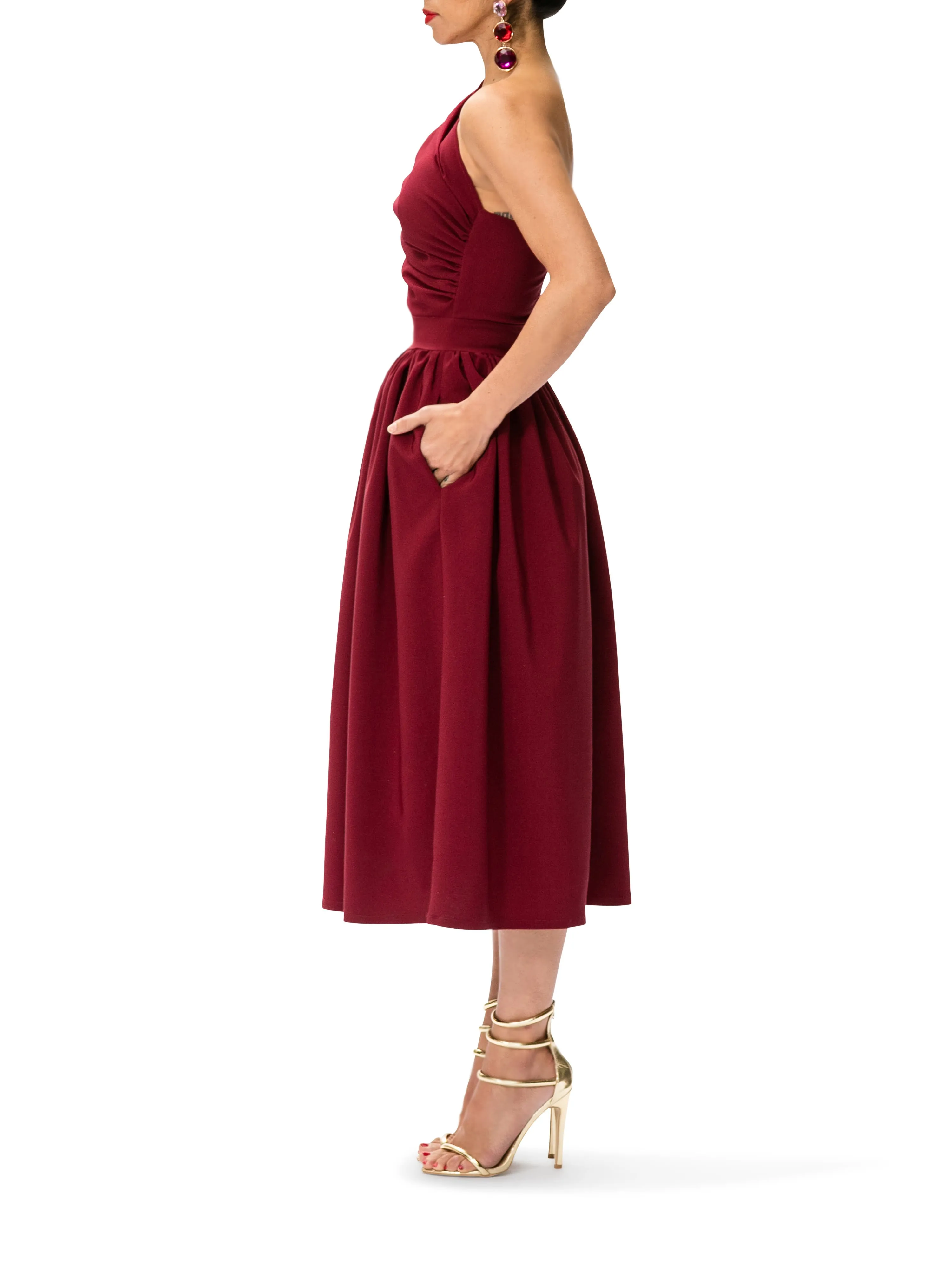 "Marilyn" One Shoulder Midi Dress