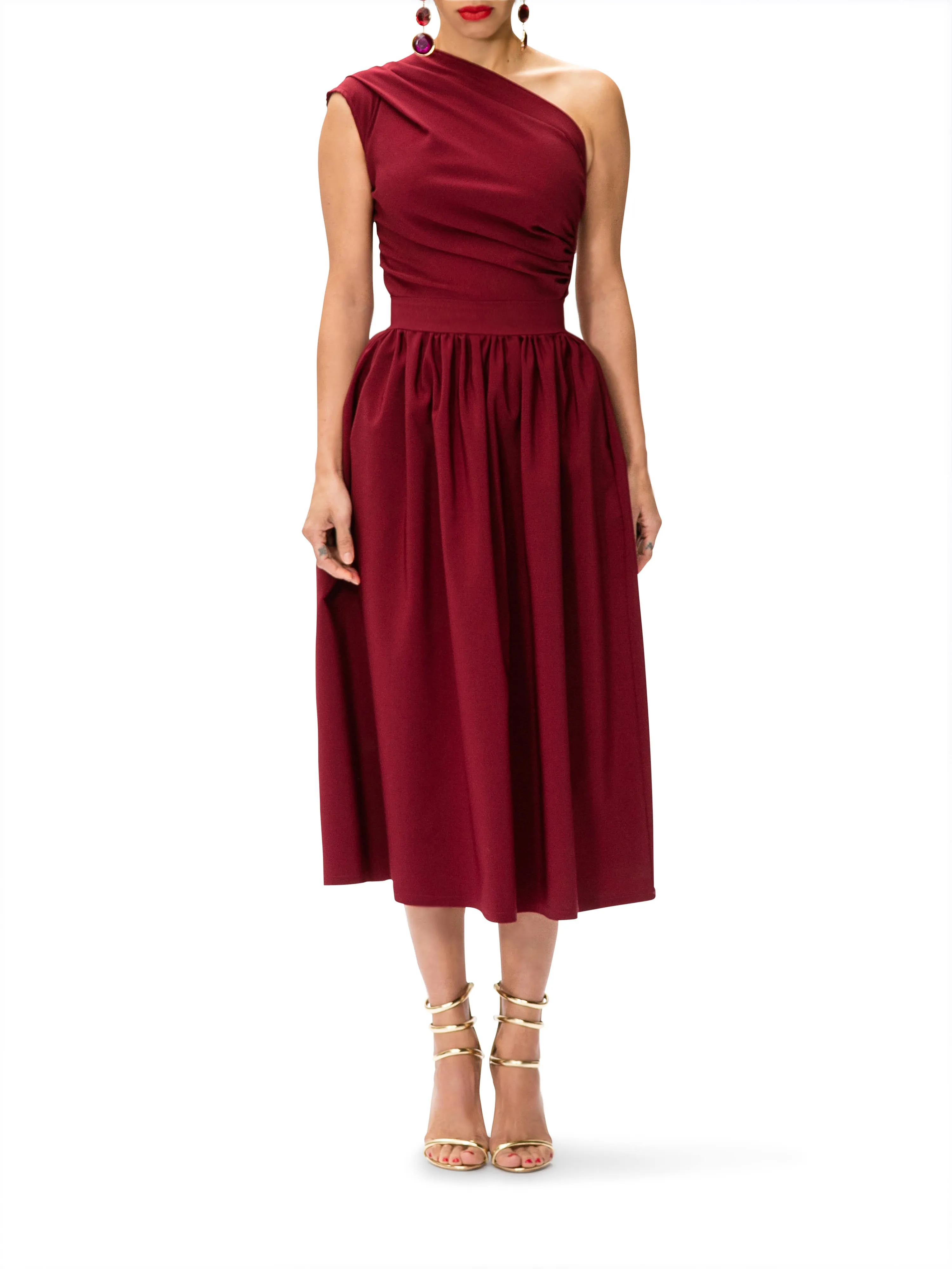 "Marilyn" One Shoulder Midi Dress