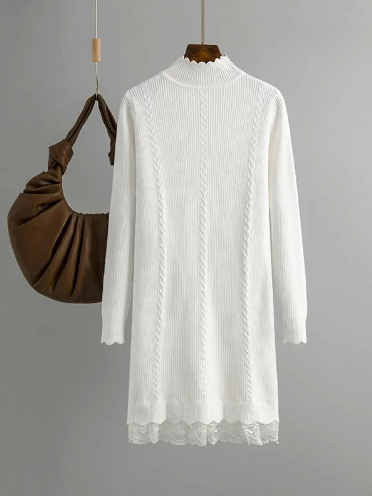 Rabina Lace Trim Hem Sweater Dress