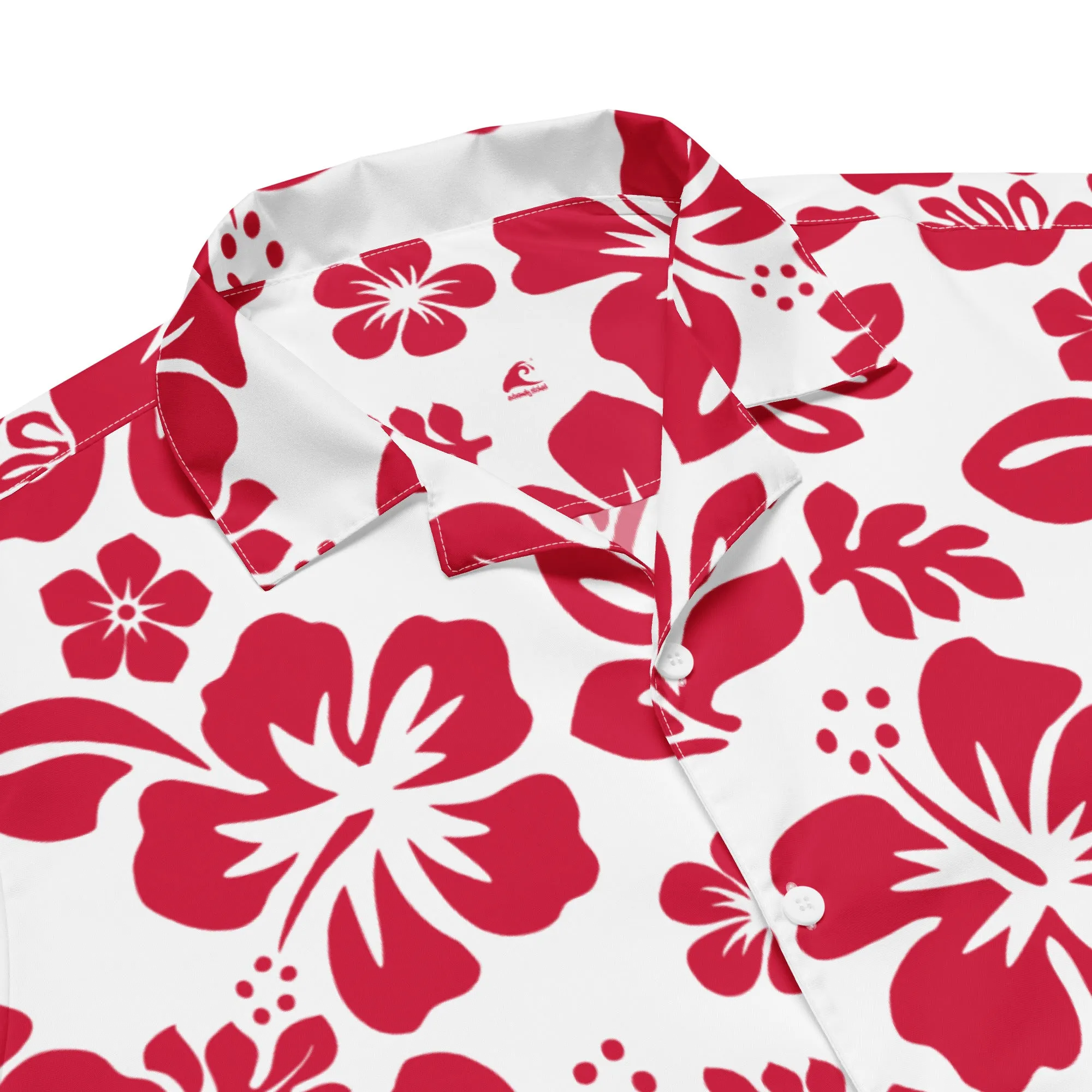 Red and White Hawaiian Print Aloha Shirt