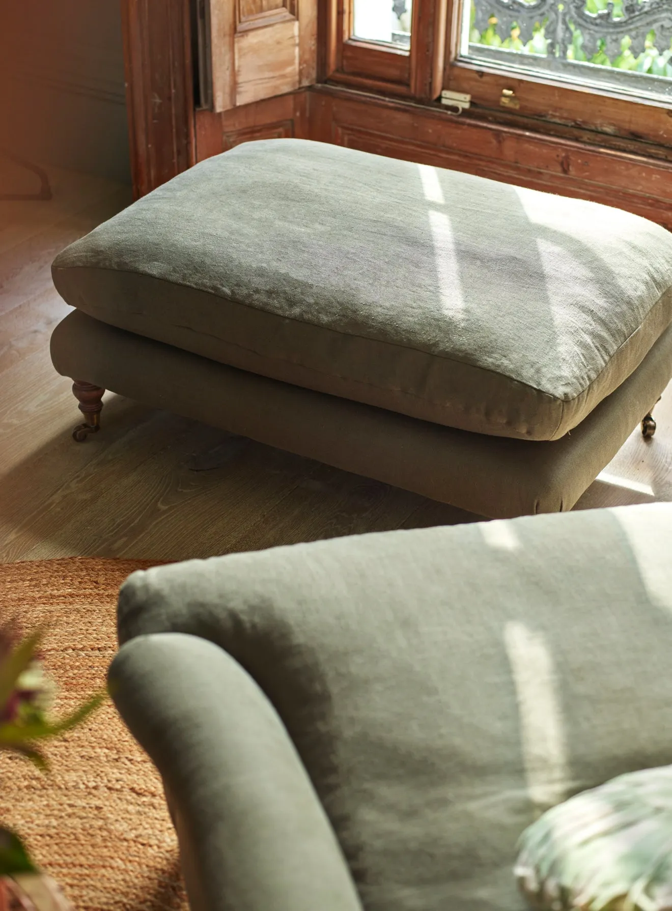 Remy Footstool, Grey Wool