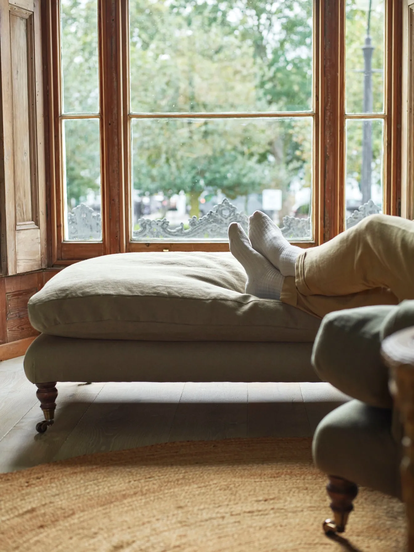 Remy Footstool, Grey Wool