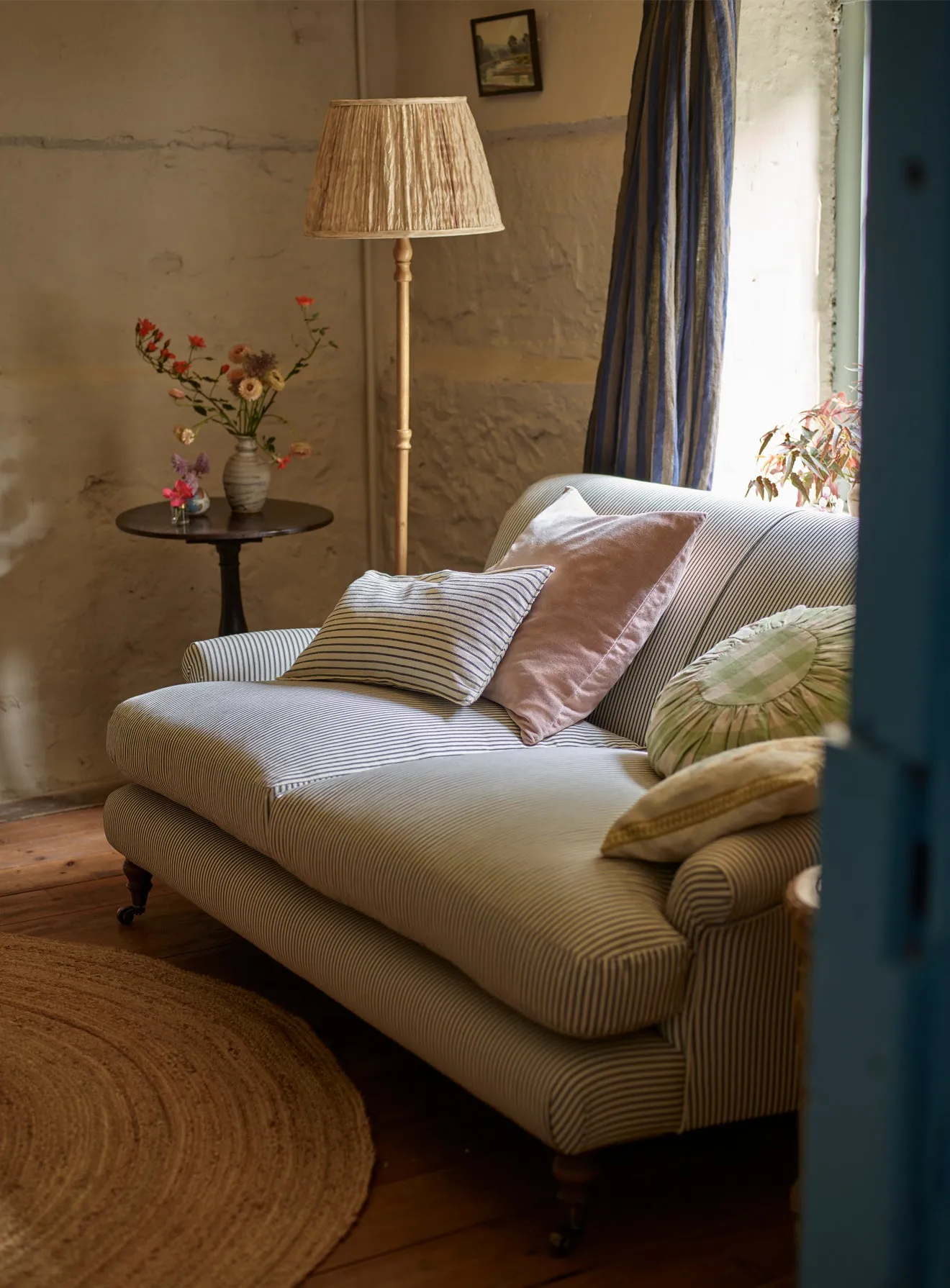 Remy Sofa, Two Seater, Black Ticking Stripe