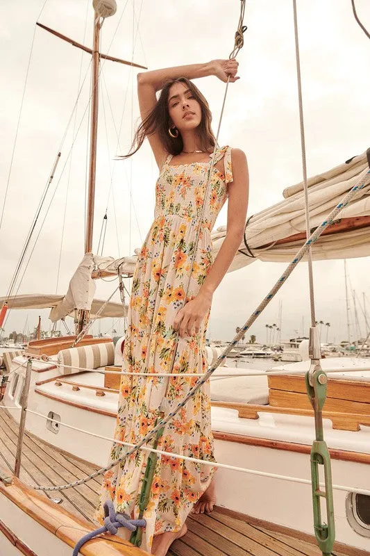 Romantic Floral Prints Maxi Dress