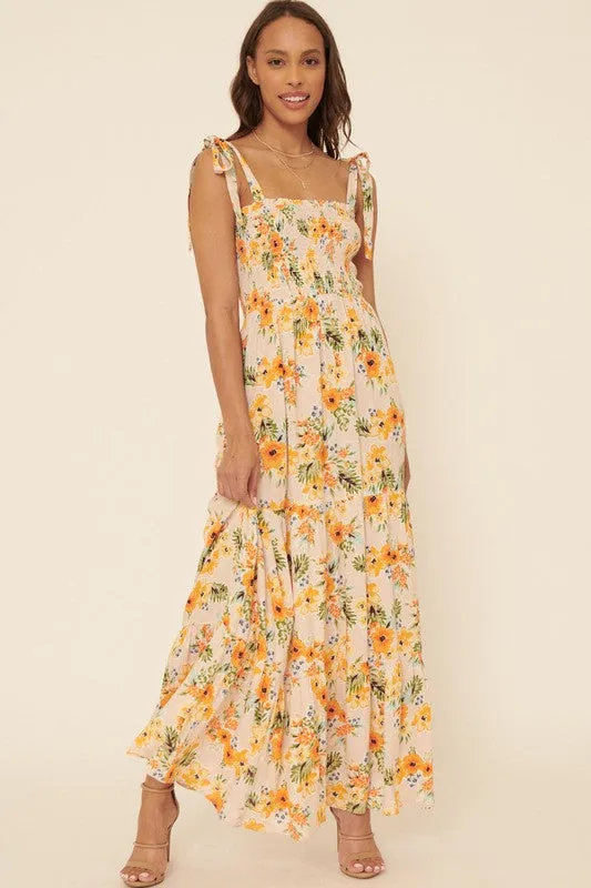 Romantic Floral Prints Maxi Dress