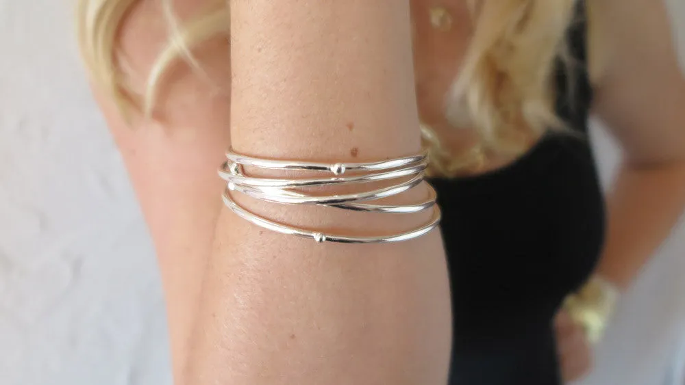 Silver Bloom Bangles