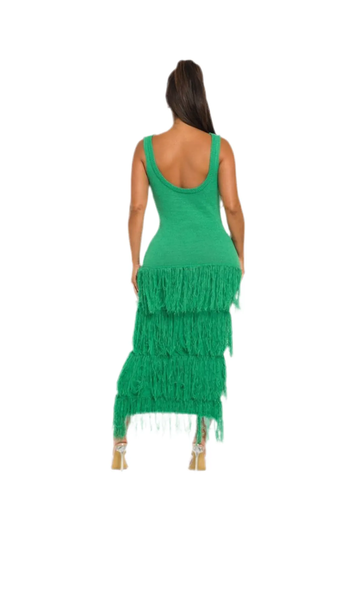 Solid Sleeveless Dress w/ Fringes