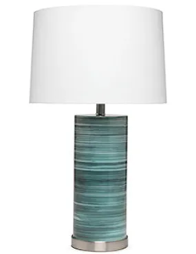 Striated Sea Depths Glass Table Lamp