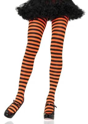 Striped Tights in Black & Orange