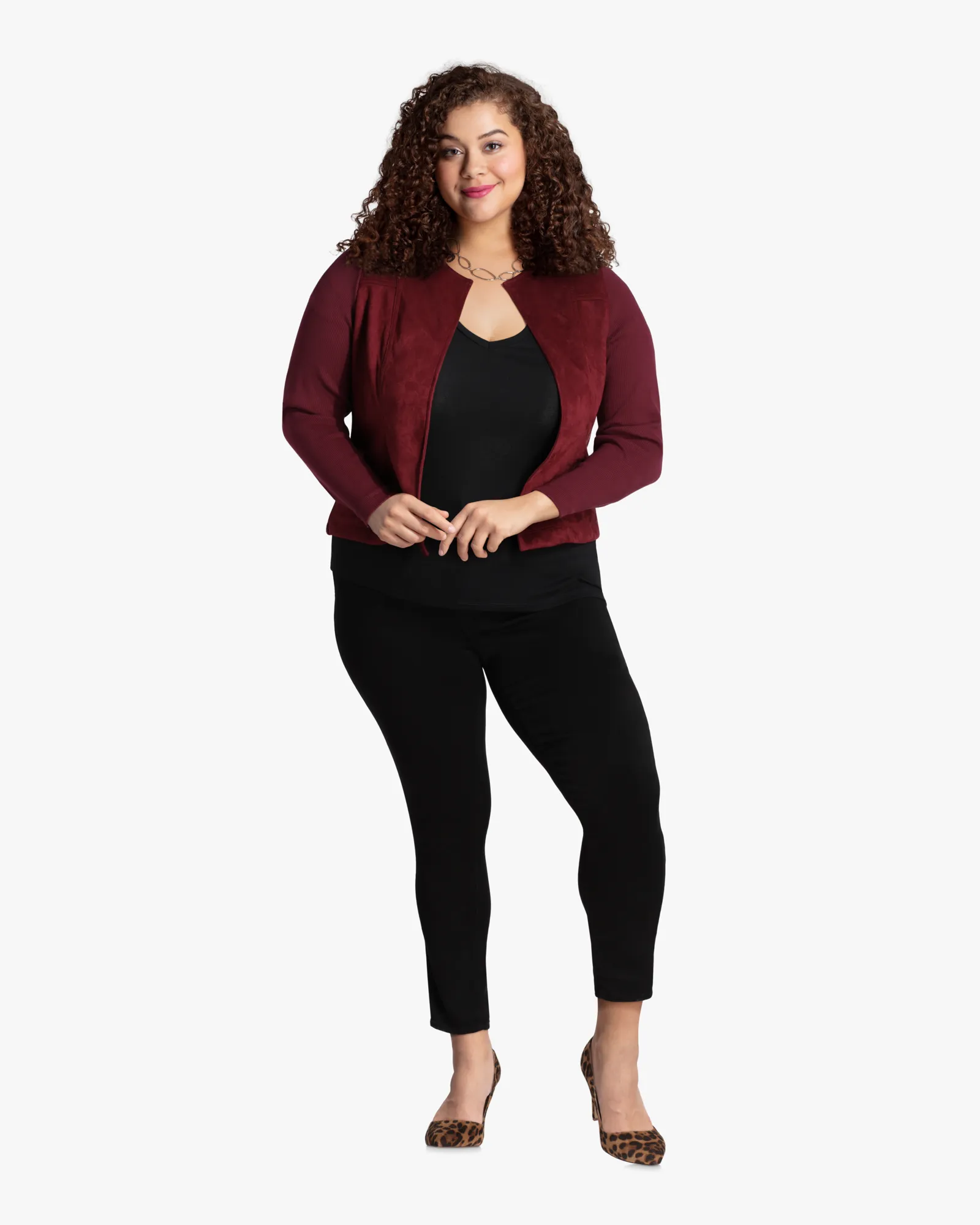 Tamara Mixed Media Jacket | Burgundy