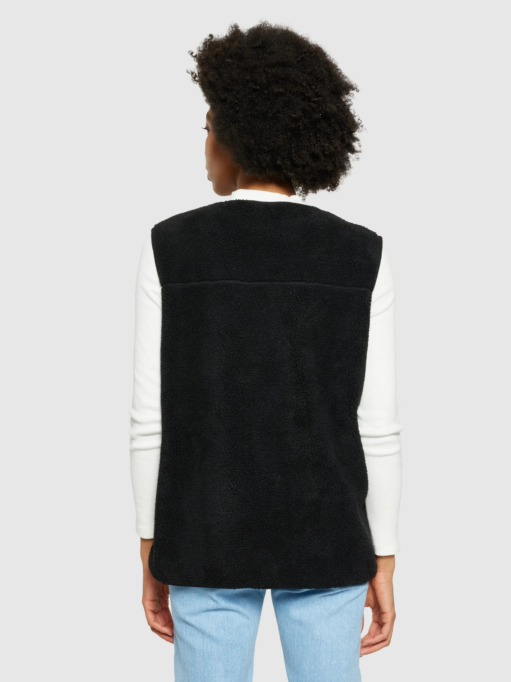 Teddy crew neck vest - GRS/Vegan - Black Jet