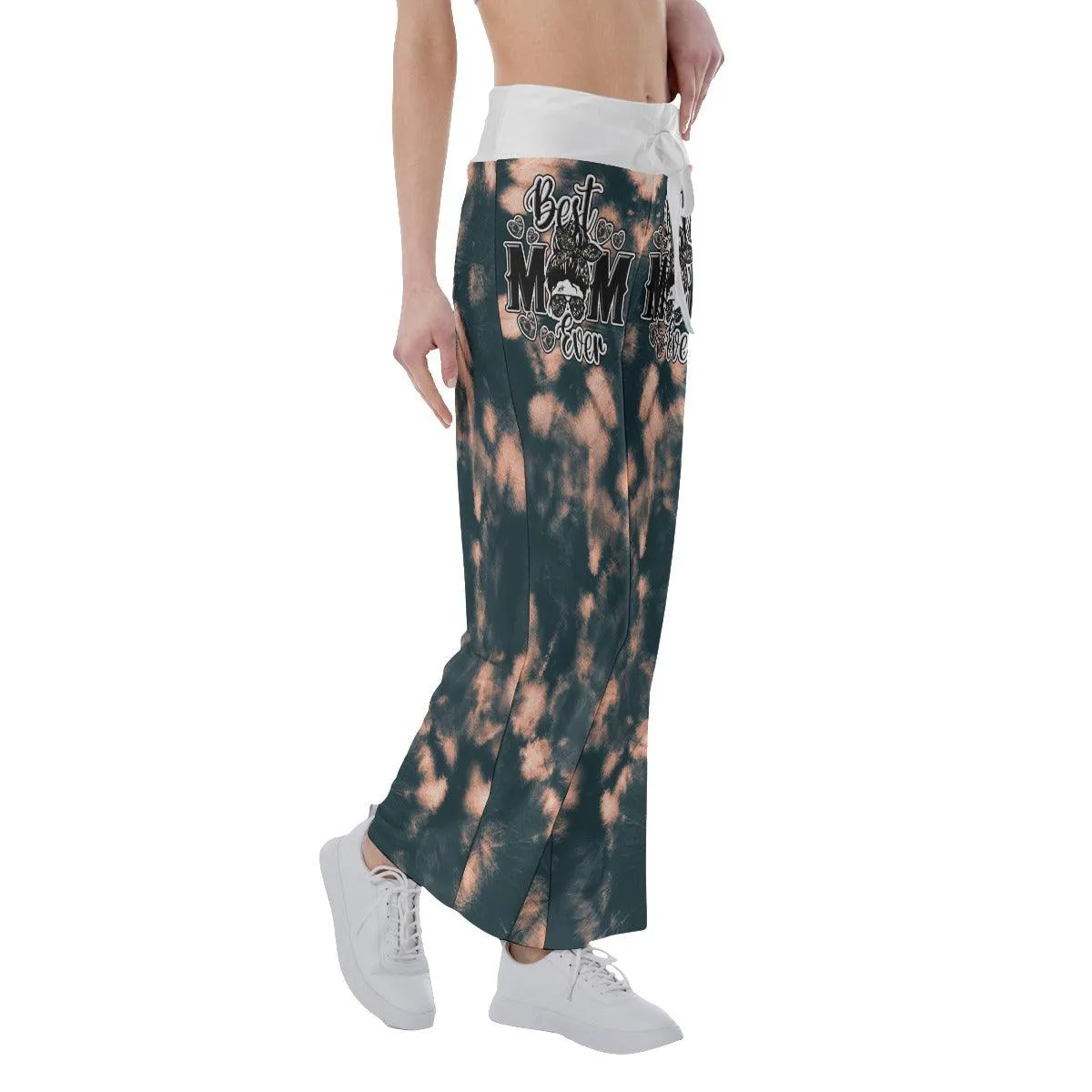 Tie Dye Camo Skull Mom High-waisted Wide Leg Pants