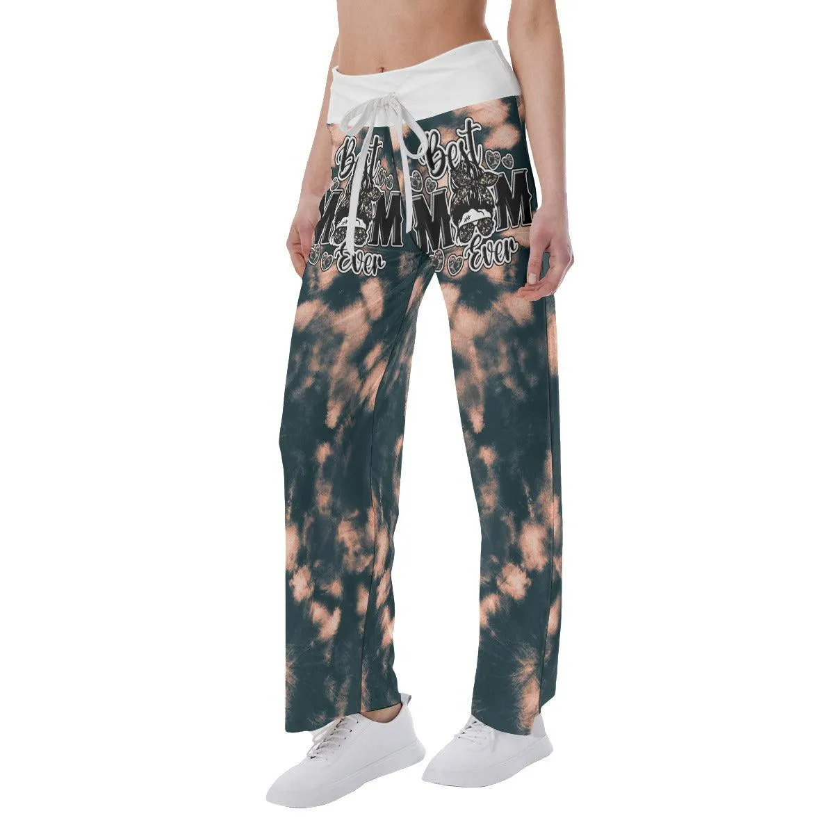 Tie Dye Camo Skull Mom High-waisted Wide Leg Pants