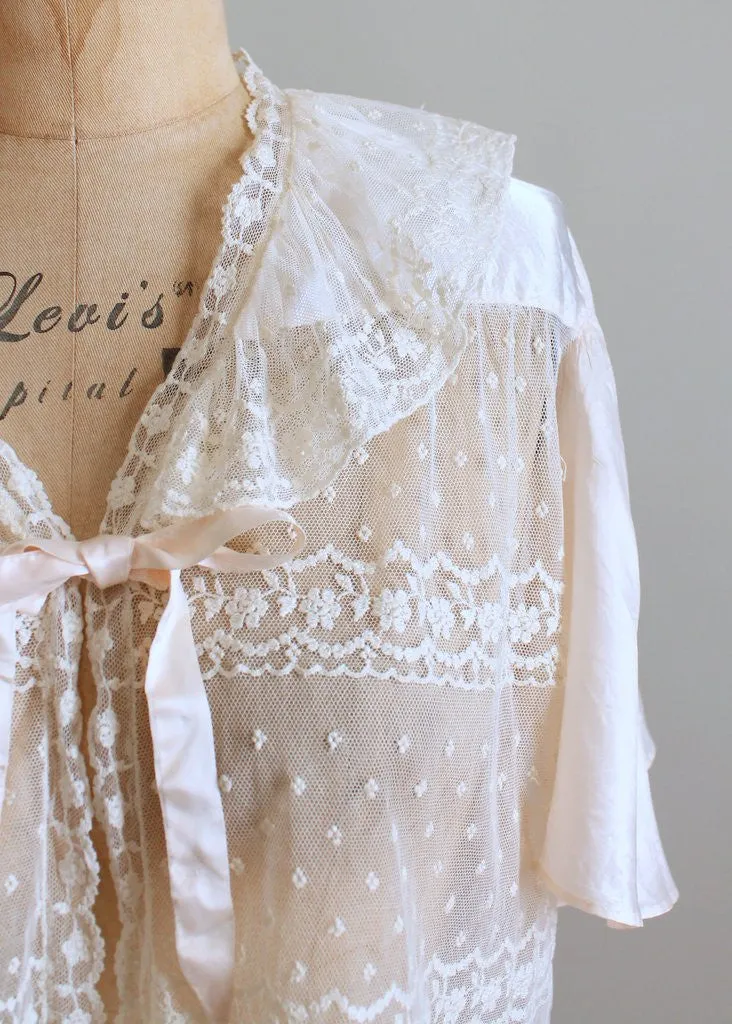 Vintage 1930s Silk and Lace Bed Jacket