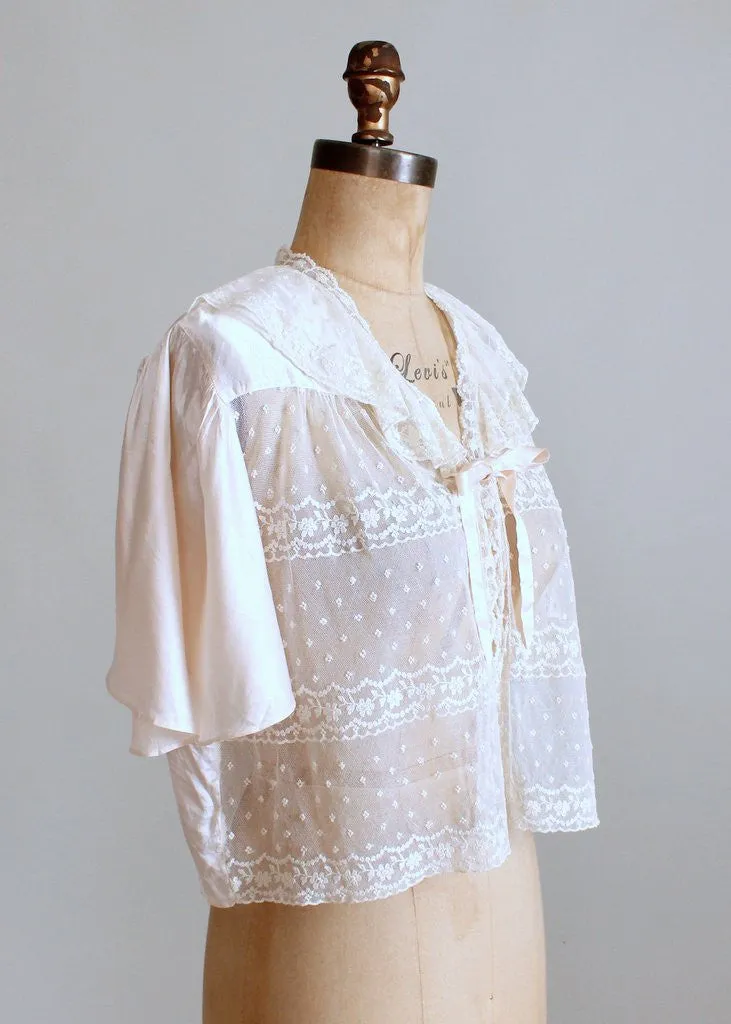 Vintage 1930s Silk and Lace Bed Jacket