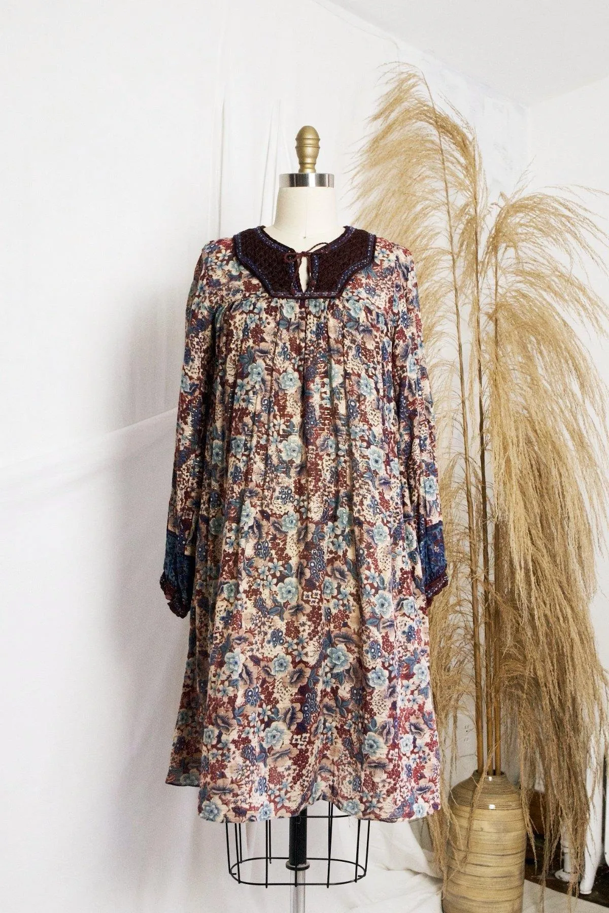 Vintage 70's Gauze Floral Dress