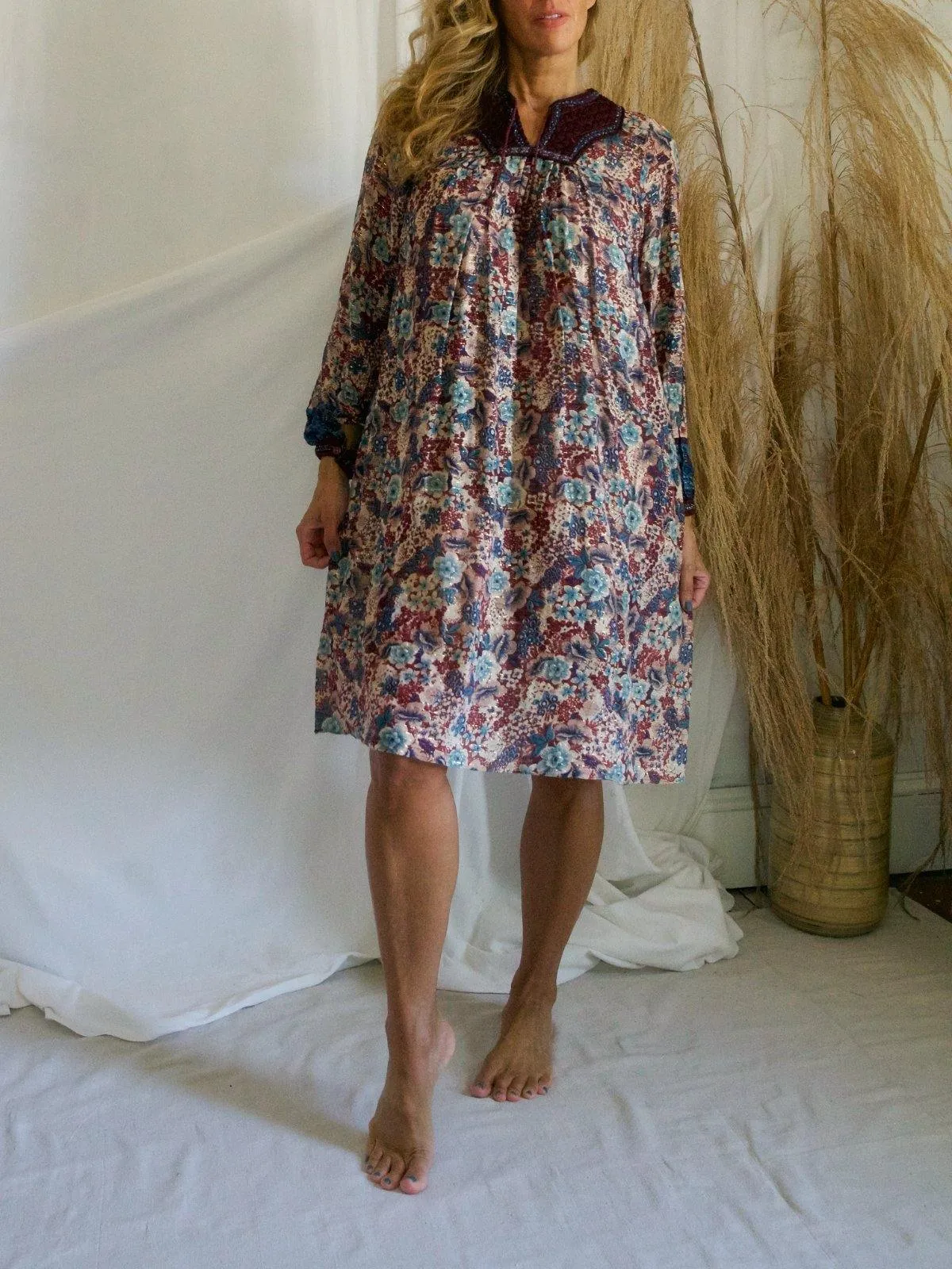 Vintage 70's Gauze Floral Dress